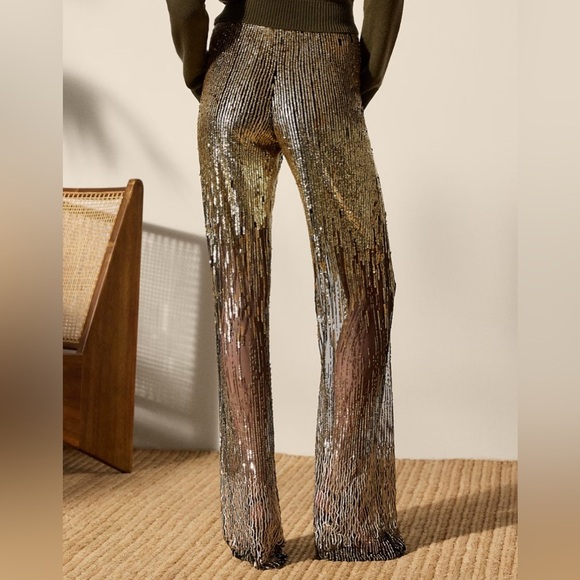 Ralph Lauren Collection Embellished Tulle Pants Metallic Sequin Sheer Gold 6 $5K - Picture 6 of 17